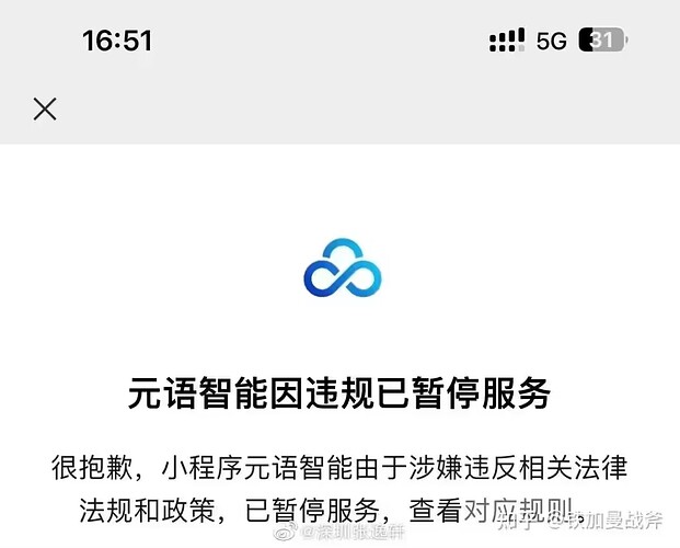 ChatYuan小程序被停止服务